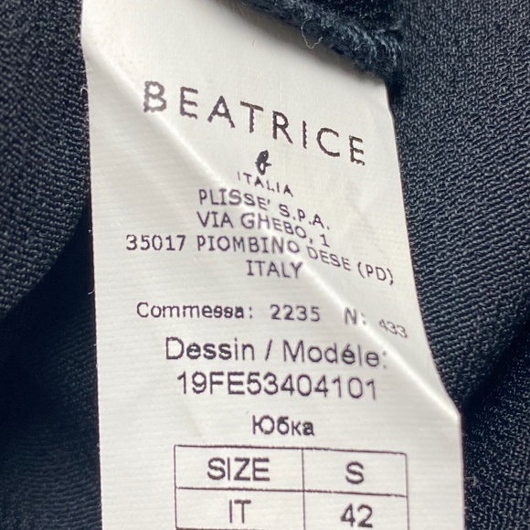 BEATRICE B Skirt Midi High Low Italian Draped Front Panel White Contrast Trim 4 - Picture 6 of 6